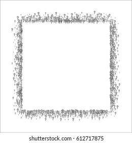 Square frame on  white background made of question marks. Vector illustration.