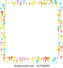 Square frame on white background made of colorful question mark. Vector illustration