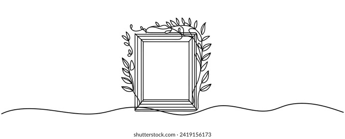 Square frame one line.Geometric frame continuous line.Simple abstract square frame.Square one line drawing.One line frame.