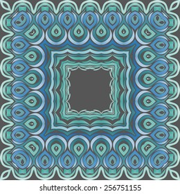 Square frame ornament from blue waves.