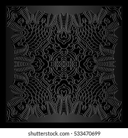 square frame ornamental tracery vintage pattern on a dark background embossed leather Ethnic Art Renaissance