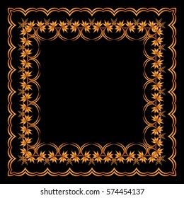 square frame of painted ornament on a black background