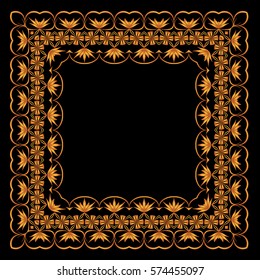 square frame of painted ornament on a black background