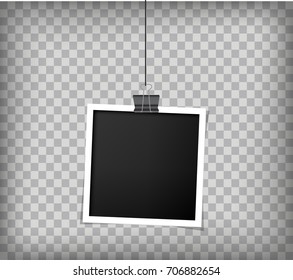 Square frame paper template with shadows isolated on transparent background. Vector illustration