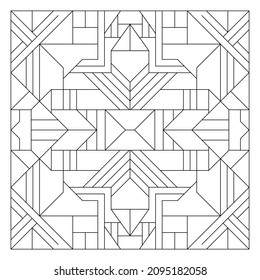 Square frame pattern. Art deco ornament in Line Art style. Abstract geometric doodle illustration. Antistress coloring book page in EPS8. #415