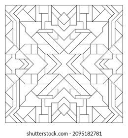 Square frame pattern. Art deco ornament in Line Art style. Abstract geometric doodle illustration. Anti stress coloring book page in EPS8. #417