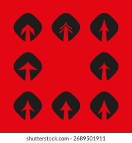 Padrão de quadro quadrado. Borda de plano de fundo vermelha. Seta de direção Vetor. Elemento gráfico abstrato. EPS 10.