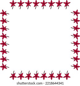Square frame with pentas lanceolata on white background. Vector image. Doodle style.