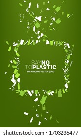 Square frame from plastic package and product icon. background for take care and save the environment. Say no to plastic