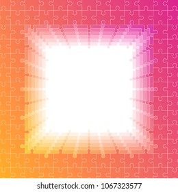 Square frame of the puzzle going into the distance. Gradient