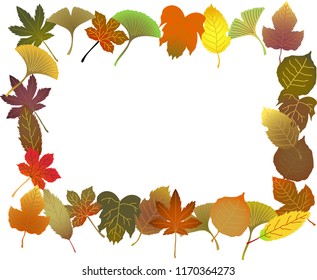 Square frame of realistic fall leaves