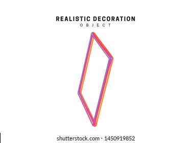 Square, frame Realistic shape 3d objects with gradient holographic color of hologram. Geometric decorative design elements isolated on white background. vector illustration.