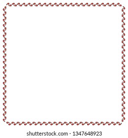 Square frame of red hearts. Isolated frame on white background for your design.
