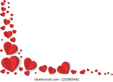Square frame of red hearts for valentine day.free space for your text.White background