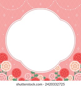 square frame with red and pink roses