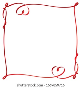 Square Frame With Red Ribbon And Heart