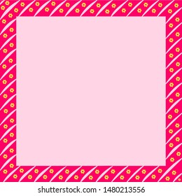 Square frame in red with small yellow flower decorations. It can be applied for an invitation design, posters, announcement and others.