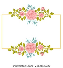 Square frame with rose flowers