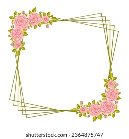 Square frame with rose flowers