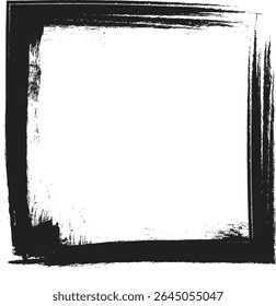 A square frame with rough brush strokes and uneven edges in a grunge style. The border features bold, textured lines creating a dynamic look. Cartoon vector illustration.