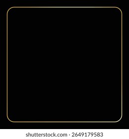 Um quadro quadrado com cantos arredondados é definido em um plano de fundo preto puro. O quadro tem uma cor dourada e pode ser usado para texto ou apresentação.