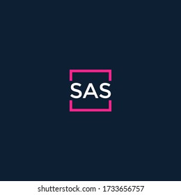 square frame sas letter  logo design with pink and white colors.