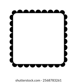 Square frame with scallop edges. Vignette with laced borders for picture, photo or mirror isolated on white background. Vector graphic illustration.