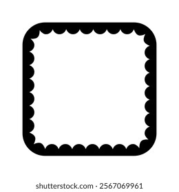 Square frame with scallop inner borders. Picture or mirror vignette with wavy inside edges isolated on white background. Vector graphic illustration.