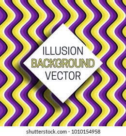 Square frame with shadow on illusion background of moving wavy stripes pattern.