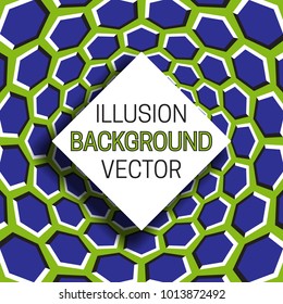 Square frame with shadow on illusion background of moving hexagons pattern.