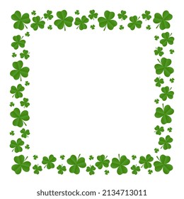 Square frame of shamrocks. Decorative element for St. Patrick's Day design. Vector illustration