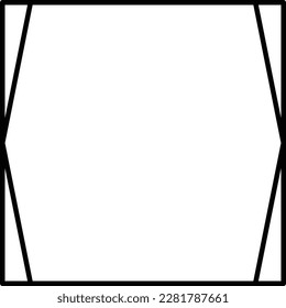 Square frame shape icon, vertical decorative vintage border doodle element for simple banner design in vector illustration.