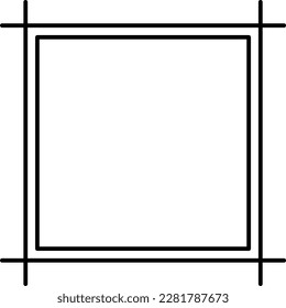 Square frame shape icon, vertical decorative vintage border doodle element for simple banner design in vector illustration.