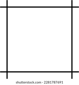 Square frame shape icon, vertical decorative vintage border doodle element for simple banner design in vector illustration.