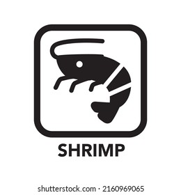 Square frame shrimp icon, one of the food allergy icons set	