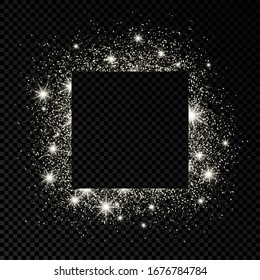 Square frame with silver glitter on dark transparent  background. Empty background. Vector illustration. - Powered by Shutterstock - Get 15% off with code: PIKWIZARD15