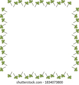 Square frame with simple clover leaves. Vector image.