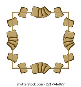 Square frame, slices of bread for toast and sandwiches ,copy space, vector illustration in cartoon style on a white background