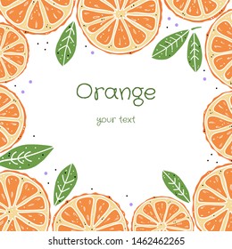 

square frame of slices orange on a white background