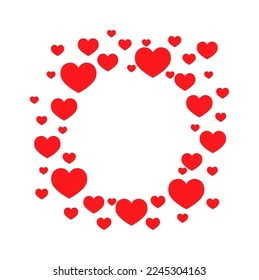 Square frame with small hearts flat icon Wall decor. Vector illustration