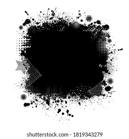Square frame from spots of paint. Background from blots. Grunge Design Element. Brush Strokes. Vector illustration