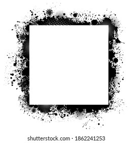 Square frame from spots of paint. Background from blots. Grunge Design Element. Brush Strokes. Vector illustration