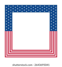 Quadro Quadrado com Estrelas e Faixas. Ilustração vetorial.