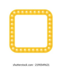 Square Frame in the Style of a Pop it Toy. Frame for Children Photos. Blank Template. Design Element for Kid Holiday and Party. Color Cartoon Realistic Fashion Style. White background. Vector image.