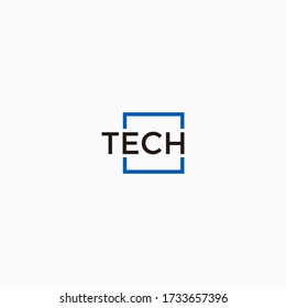 square frame tech letter  logo design with blue and black colors.