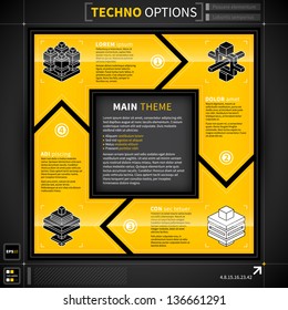 Square frame in techno style made of 4 options.