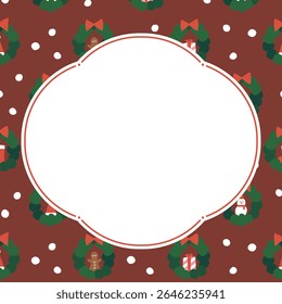square frame template with Christmas wreath pattern
