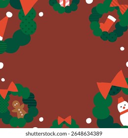 square frame template with Christmas wreaths