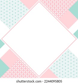 square frame template with geometric Japanese pattern