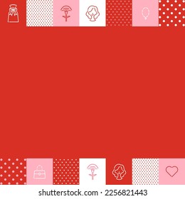 square frame template with icons and plaid for Mother's Day